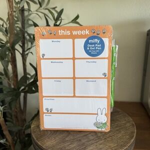 MIFFY Desk Pad & Gel Pen Set Weekly Planner Notepad 100 Tear Off Sheets Flowers